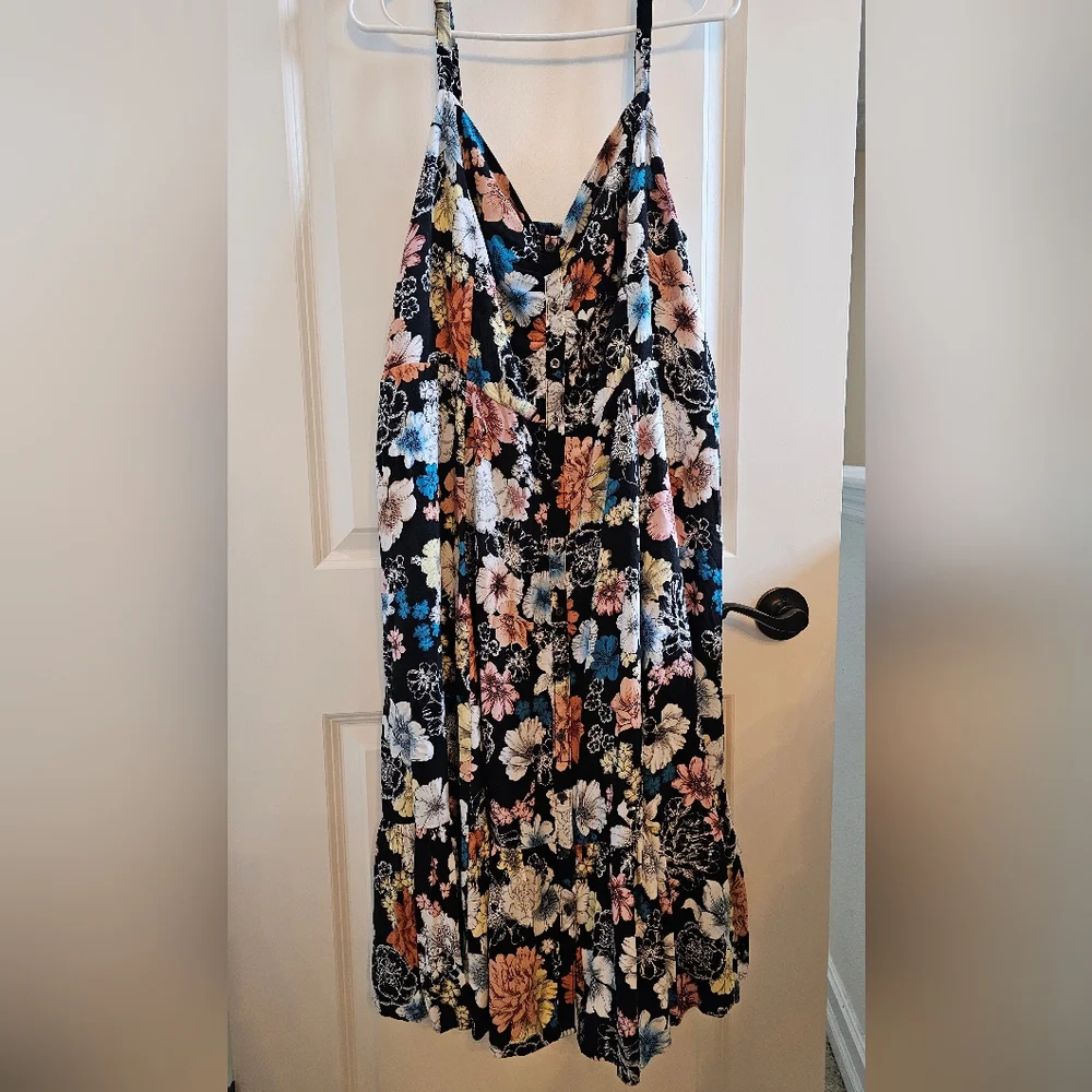 Torrid Midi Challis Button-Front Skater Dress - Picture 6 of 12